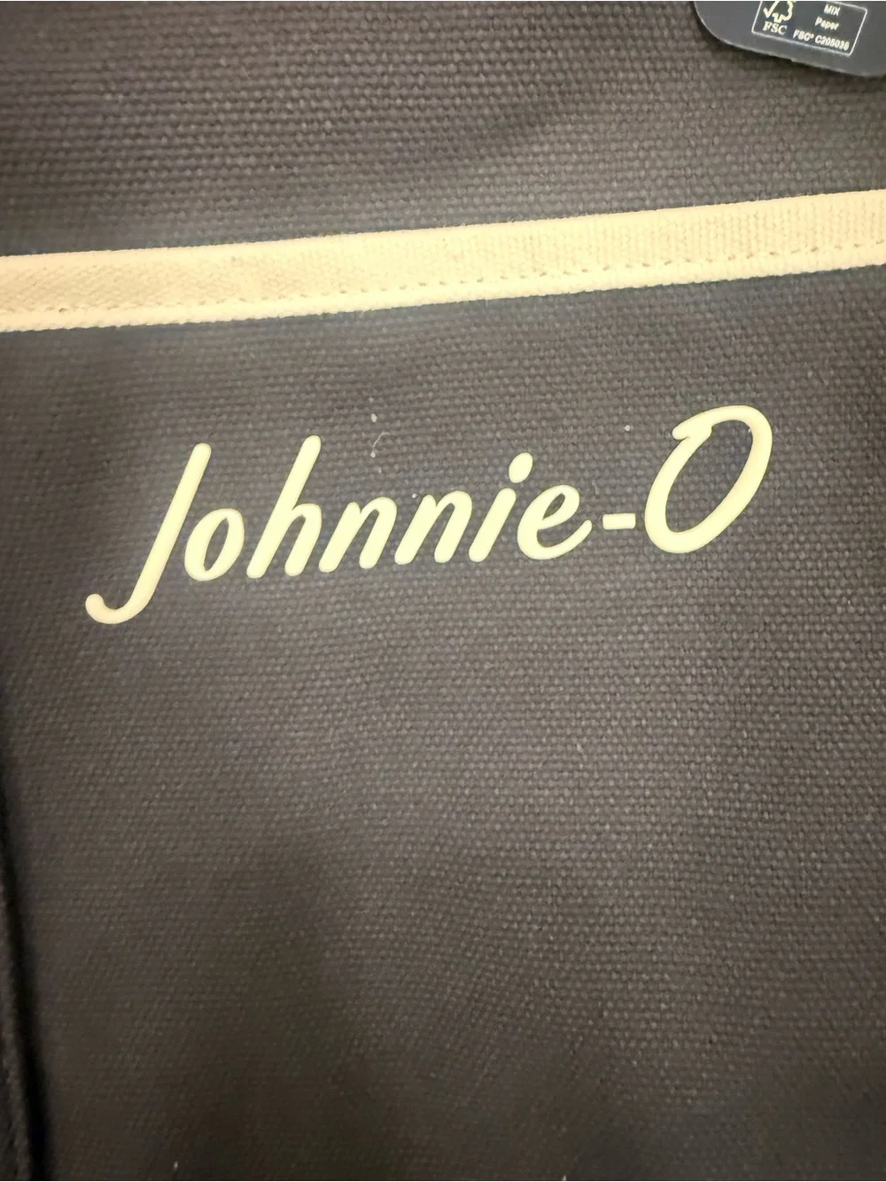 johnnie-O Logo Signature Tote Navy Canvas Duffel Tote with White Trim NWT